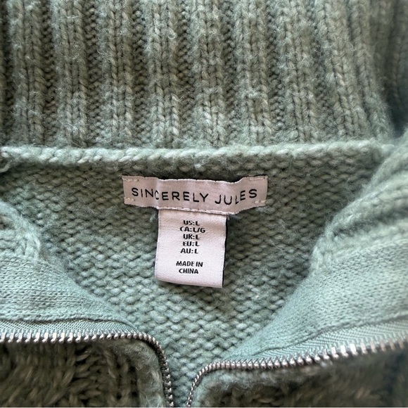Sincerely Jules Mint Cable Knit Cowl Sweater - Picture 2 of 6